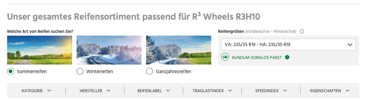 Reifenauswahl Detailseite